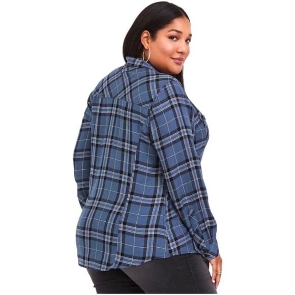 TORRID CHALLIS Button-Down LongSleeve Plaid Shirt Size 1X - Picture 9 of 14